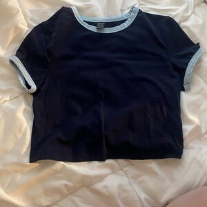 Women’s cropped blue baby tee. SHEIN; size large.